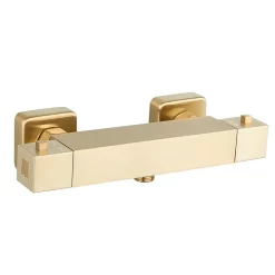 Arezzo Brushed Brass Square Thermostatic Bar Valve + Slide Rail Kit -Aqualisa Shop azsqbvkbbd1