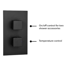Arezzo Matt Black Square Shower System With Diverter, Fixed Shower Head + 4 Body Jets 11 Arezzo Matt Black Square Shower System With Diverter, Fixed Shower Head + 4 Body Jets -Aqualisa Shop azsqsv4bjd2