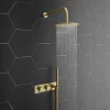 Arezzo Brushed Brass Round Wall Mounted Thermostatic Shower Valve With Handset -Aqualisa Shop azsvhbbd3n