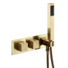 Arezzo Brushed Brass Square Wall Mounted Thermostatic Shower Valve With Handset -Aqualisa Shop azsvhbbsql