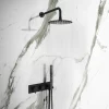 Arezzo Matt Black Round Wall Mounted Thermostatic Shower Valve With Handset -Aqualisa Shop azsvhmb d3
