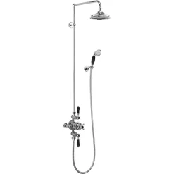 Urlington Bathroom Burlington Avon Black Exposed Shower Valve, Rigid Riser & Kit With 9" Head