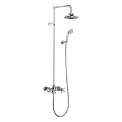Urlington Bathroom Burlington Eden Thermostatic Two Outlet Exposed Shower Bar Valve, Rigid Riser & Kit With Fixed Head
