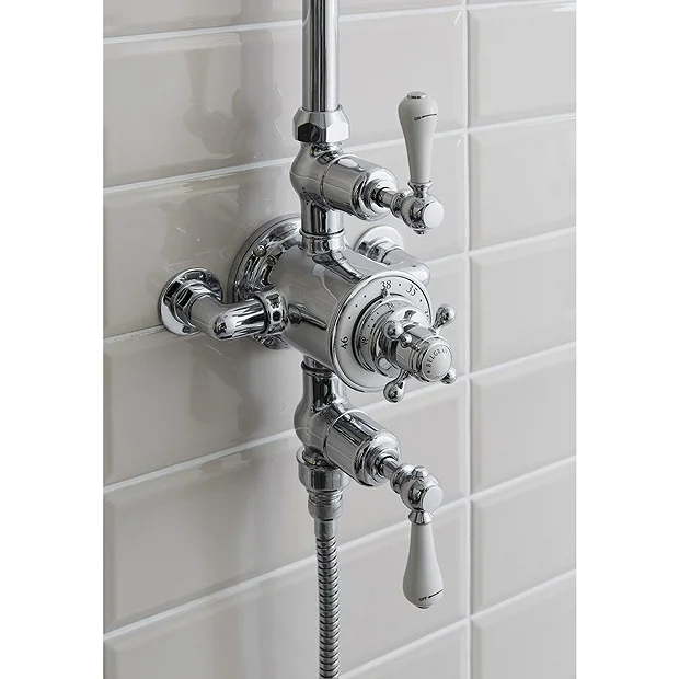 Crosswater - Belgravia Thermostatic Shower Valve With Fixed Head, Slider Rail & Handset 6 Crosswater - Belgravia Thermostatic Shower Valve With Fixed Head, Slider Rail & Handset - Image 4