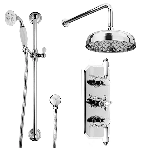 Victorian Plumbing Belmont Traditional Shower Package - Concealed Valve With Fixed Head & Slider Kit 5 Victorian Plumbing Belmont Traditional Shower Package - Concealed Valve With Fixed Head & Slider Kit - Image 3