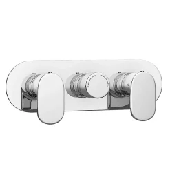 Victorian Plumbing Bosa Modern Triple Concealed Thermostatic Shower Valve -Aqualisa Shop bosatripleroundconcealedthermostaticshowervalvedetail1