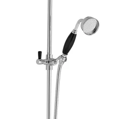 Hudson Reed Topaz Black Triple Thermostatic Shower Valve With Rigid Riser Kit + Bath Spout -Aqualisa Shop btsvt103d2