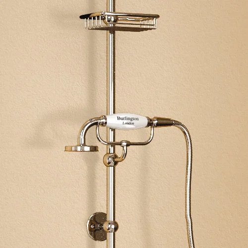 Urlington Bathroom Burlington Claremont Wall Mounted Angled Bath Shower Mixer W Riser, 9" Rose & Soap Basket 5 Urlington Bathroom Burlington Claremont Wall Mounted Angled Bath Shower Mixer W Riser, 9" Rose & Soap Basket - Image 3