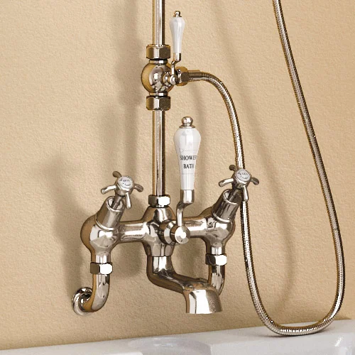 Urlington Bathroom Burlington Claremont Wall Mounted Angled Bath Shower Mixer W Riser, 9" Rose & Soap Basket 6 Urlington Bathroom Burlington Claremont Wall Mounted Angled Bath Shower Mixer W Riser, 9" Rose & Soap Basket - Image 4