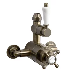 Chatsworth 1928 Antique Brass Exposed Valve Incl. Rigid Riser Kit, Diverter, 8" Rose + Handset -Aqualisa Shop cabpk02 d2