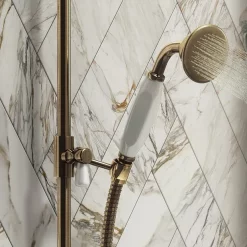 Chatsworth 1928 Antique Brass Traditional Shower W. Concealed Valve, 8" Head + Slide Rail Kit