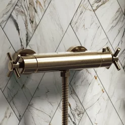 Chatsworth Antique Brass Crosshead Bottom Outlet Thermostatic Bar Shower Valve -Aqualisa Shop chab61a d4