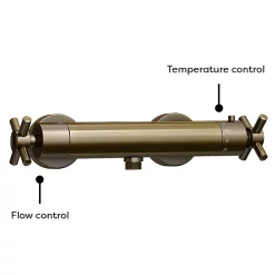 Chatsworth Antique Brass Traditional Crosshead Shower Bar Valve + Slider Rail Kit