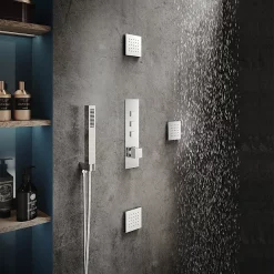Hudson Reed Ignite Square Three Outlet Push-Button Thermostatic Shower Valve Chrome -Aqualisa Shop cpb3312 d1