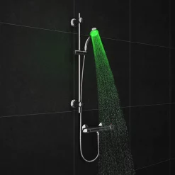 Cruze Bathroom Cruze LED Round Thermostatic Bar Valve + Slide Rail Kit -Aqualisa Shop cruzeledroundthermostaticbarvalvesliderailkit d1