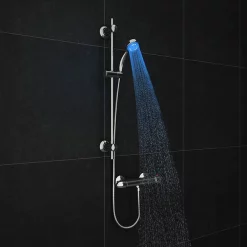 Cruze Bathroom Cruze LED Round Thermostatic Bar Valve + Slide Rail Kit -Aqualisa Shop cruzeledroundthermostaticbarvalvesliderailkit d2