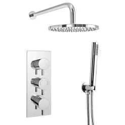 Cruze Bathroom Cruze Round Triple Thermostatic Valve With Round Shower Head + Handset -Aqualisa Shop cruzeroundtriplethermostaticvalvewithroundshowerheadhandsetdetail1