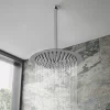 Cruze Bathroom Cruze Round Push-Button Ceiling Mounted Shower Pack (with Handset + Rainfall Shower Head