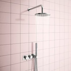 Cruze Bathroom Cruze Round Wall Mounted Thermostatic Shower Valve With Handset