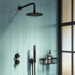 Arezzo Matt Black Concealed Individual Diverter + Thermostatic Control Shower Valve -Aqualisa Shop egaz39abnd1