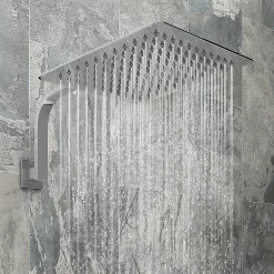 Milan Bathroom Milan Square Push-Button Concealed Shower Valve With 300x300mm Shower Head + Curved Arm