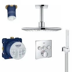 Grohe Grohtherm Smartcontrol Perfect Shower With Ceiling Mounted 310 Cube Shower Head + FREE BASIN TAP -Aqualisa Shop gsb1 24166003 d1