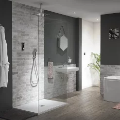 Triton HOME Digital Mixer Shower All-in-One With Square Fixed Head & Outlet Elbow Handset Holder (High Pressure) -Aqualisa Shop homdmchhsqm d1