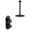 Arezzo Matt Black Industrial Style Shower System With Concealed Valve + Ceiling Mounted Head