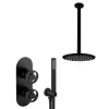 Arezzo Matt Black Industrial Style Shower System With Valve, Handset + Ceiling Mounted Head -Aqualisa Shop is5mbpkd4