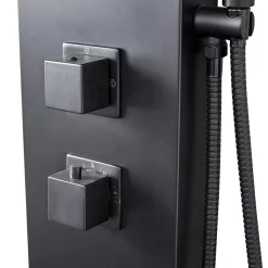 Milan Bathroom Milan Shower Tower Panel - Matt Black (Thermostatic) -Aqualisa Shop mb3bsp d4