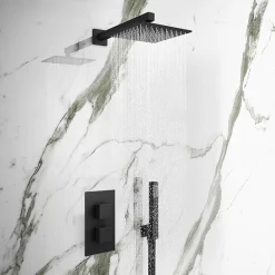 Arezzo Square Modern Twin Concealed Shower Valve With Diverter - Matt Black -Aqualisa Shop mbsqsvdnd1