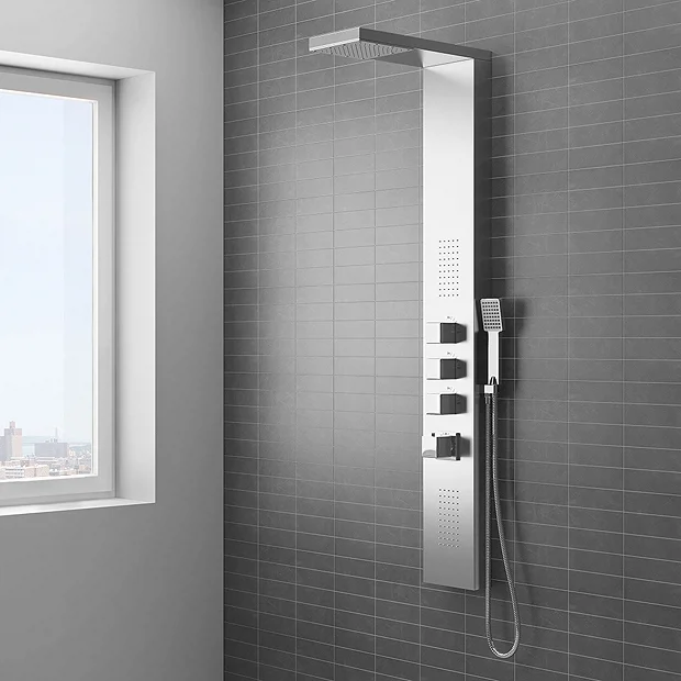 Milan Bathroom Milan Modern Stainless Steel Tower Shower Panel (Thermostatic) 3 Milan Bathroom Milan Modern Stainless Steel Tower Shower Panel (Thermostatic) - Image 2
