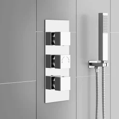 Milan Bathroom Milan Square Shower Package Incl. Flat Fixed Head + Handset -Aqualisa Shop milansquareshowerpackageincflatfixedheadhandsetdetail2