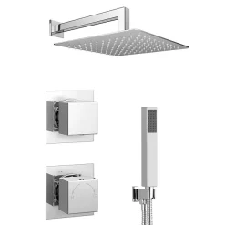 Milan Bathroom Milan Square Concealed Individual Diverter + Thermostatic Control Valve With Handset + 300mm Shower Head -Aqualisa Shop milisvpk2 nwd1