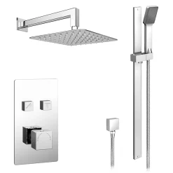 Milan Bathroom Milan Square Push-Button Shower W. Flat Riser Rail Kit + Rainfall Fixed Head -Aqualisa Shop milpbpk5nl