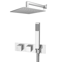 Milan Bathroom Milan Square Wall Mounted Thermostatic Shower Valve With Handset + 300mm Fixed Shower Head -Aqualisa Shop milsvhpk3nl