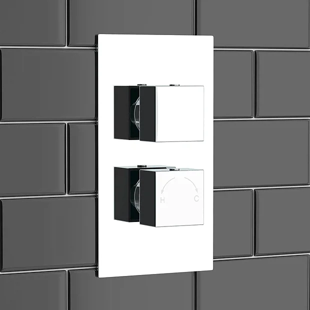 Milan Bathroom Milan Modern Square Concealed Twin Shower Valve - Chrome 6 Milan Bathroom Milan Modern Square Concealed Twin Shower Valve - Chrome - Image 4