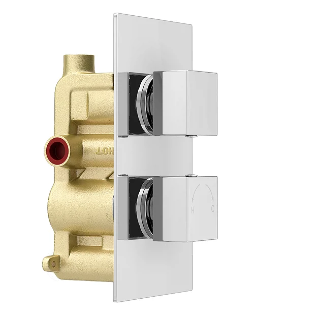 Milan Bathroom Milan Modern Square Concealed Twin Shower Valve - Chrome 3 Milan Bathroom Milan Modern Square Concealed Twin Shower Valve - Chrome