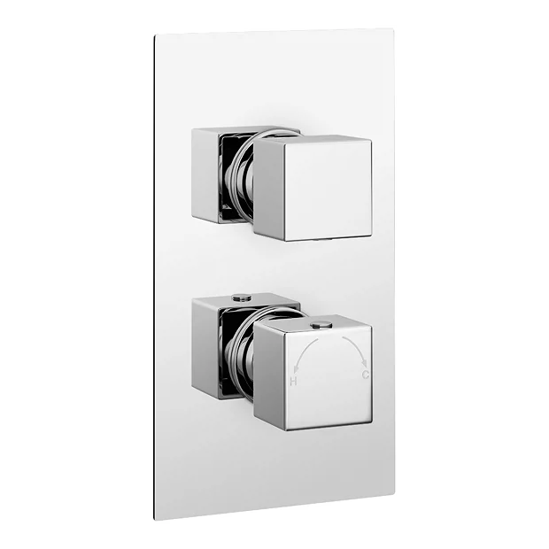 Milan Bathroom Milan Modern Square Concealed Twin Shower Valve - Chrome 4 Milan Bathroom Milan Modern Square Concealed Twin Shower Valve - Chrome - Image 2