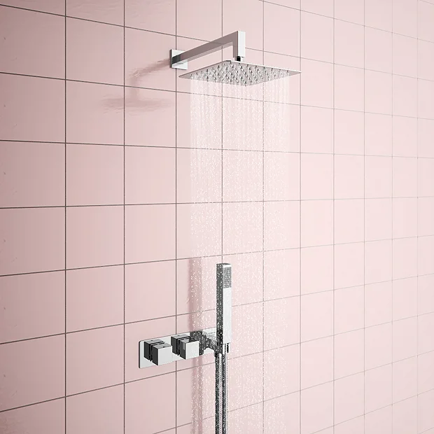 Milan Bathroom Milan Square Shower System (200mm Fixed Head, Handset + Integrated Parking Bracket) 4 Milan Bathroom Milan Square Shower System (200mm Fixed Head, Handset + Integrated Parking Bracket) - Image 2