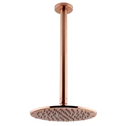 Arezzo Rose Gold Round Shower Package With Concealed Valve + Ceiling Mounted Head