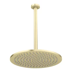 Arezzo Brushed Brass Twin Concealed Shower Valve Inc. 300mm Head + Ceiling Mounted Arm -Aqualisa Shop rd3bbpkcm d5