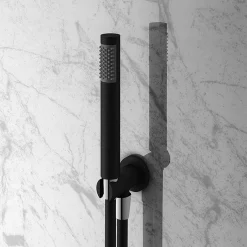 Arezzo Matt Black Round Triple Thermostatic Shower Pack With Head + Handset -Aqualisa Shop rd3blkpk detail1