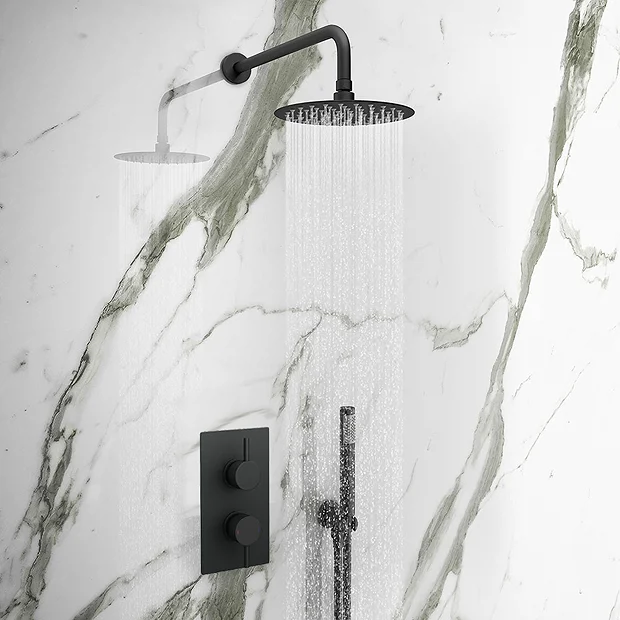 Arezzo Matt Black Round Thermostatic Shower Pack With Head + Handset 4 Arezzo Matt Black Round Thermostatic Shower Pack With Head + Handset - Image 2