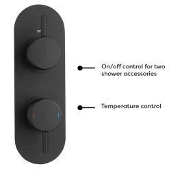 Arezzo Matt Black Round Thermostatic Shower Pack With Head + Handset (Oval Backplate) -Aqualisa Shop rd4mbpkrd1