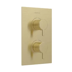 Heritage Bathroom Heritage Dartmouth 2 Outlet Twin Concealed Thermostatic Shower Valve - Brushed Brass