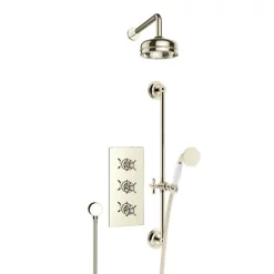 Heritage Bathroom Heritage Dawlish Concealed Valve With 6" Fixed Head & Adjustable Riser - Vintage Gold -Aqualisa Shop sdcdual06 d2