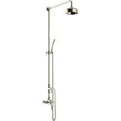 Heritage Bathroom Heritage Dawlish Exposed Shower With Premium Fixed Riser Kit & Diverter To Handset - Vintage Gold