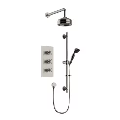 Heritage Bathroom Heritage Dawlish Concealed Valve With 6" Fixed Head & Adjustable Riser - Brushed Nickel