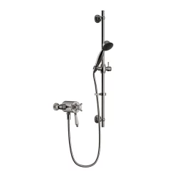 Heritage Bathroom Heritage Dawlish Exposed Shower With Premium Flexible Riser Kit - Brushed Nickel